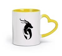 AYUEHBN Cerámica Vasos de cerámica para el hogar Chica con antílope Ciervo Animal salvaje Amor (11 oz/320 ml) para té Café Leche Capuchino Amarillo