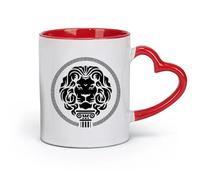 AYUEHBN Cerámica Vasos de cerámica para el hogar Círculo Cabeza de león Animal salvaje Depredador （11oz/320ml） Oficina, hogar, cafetería, lavavajillas y microondas Apto para rojo