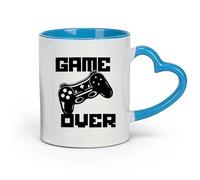 AYUEHBN Cerámica Vasos de cerámica para el hogar Jugador Joystick Game Over Game Zone (11 oz/320 ml) Ideal para uso en el hogar y la oficina Azul