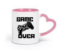 AYUEHBN Cerámica Vasos de cerámica para el hogar Jugador Joystick Game Over Game Zone (11 oz/320 ml) Ideal para uso en el hogar y la oficina Rosa