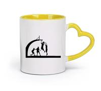 AYUEHBN ceramics Ceramic Coffee Cup Basketball Team Sport Ball Jump Players Game （11oz/320ml） Ceramic Coffee Mug for Cappuccino Tea, Milk, Yellow