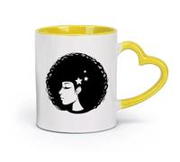 AYUEHBN ceramics Ceramic Coffee Mug Beautiful African Girl Hairstyle Woman Face （11oz/320ml） Ceramic Coffee Mug for Cappuccino Tea, Milk, Yellow