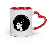 AYUEHBN ceramics Ceramic Coffee Mug Beautiful African Girl Hairstyle Woman Face （11oz/320ml） Ceramic Coffee Mug for Cappuccino Tea, Milk, Red