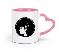 AYUEHBN ceramics Ceramic Coffee Mug Beautiful African Girl Hairstyle Woman Face （11oz/320ml） Ceramic Coffee Mug for Cappuccino Tea, Milk, Pink