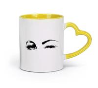AYUEHBN ceramics Ceramic Cup Beautiful Female Eye Makeup sex appeal Girl Wink Eyes （11oz/320ml） for Tea, Hot Chocolate Yellow