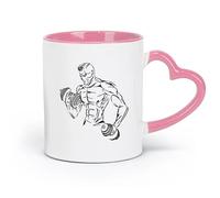 AYUEHBN ceramics Ceramic Cup Bodybuilding Fitnesscenter Strongman Iron Sports Gymnastics （11oz/320ml） and Microwave-Safe Pink