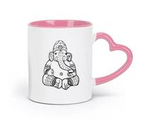 AYUEHBN ceramics Ceramic Cup Cartoon Ganesha God Elephant Hinduism India Kids （11oz/320ml） Ceramic Coffee Mug for Cappuccino Tea, Milk, Pink