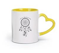 AYUEHBN ceramics Ceramic Cup Dream Catcher Dreamcatcher Talisman Quote Never Stop Dreaming （11oz/320ml） Restaurant, Office Yellow