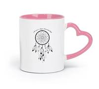 AYUEHBN ceramics Ceramic Cup Dream Catcher Dreamcatcher Talisman Quote Never Stop Dreaming （11oz/320ml） Restaurant, Office Pink