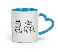 AYUEHBN ceramics Ceramic Cup for Coffee Tea Cocoa Angel And Demon Funny （11oz/320ml） Coffee, Tea, Latte, Milk, Cocoa, Juice and Other Hot Drinks Blue