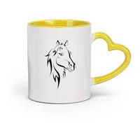 AYUEHBN ceramics Ceramic Cup for Coffee Tea Cocoa Animal Horse Head Racing （11oz/320ml） Humorous Gift for Coffee Lovers, Work Besties, Coworkers & Friends Yellow