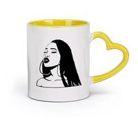 AYUEHBN ceramics Ceramic Cup Hairstyle African American Beautiful Woman Girl Head Hair （11oz/320ml） for Milk Tea Cola Water Yellow