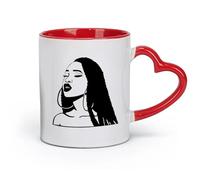 AYUEHBN ceramics Ceramic Cup Hairstyle African American Beautiful Woman Girl Head Hair （11oz/320ml） for Milk Tea Cola Water Red