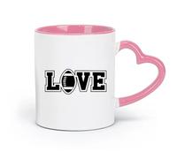 AYUEHBN ceramics Ceramic Cup Love Football Team Game Ball Sport Boy's Room （11oz/320ml） for Coffee, Soup, Tea, Milk, Latte, hot Cocoa, Ladies, Men Pink