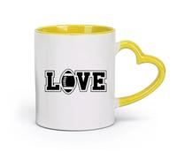 AYUEHBN ceramics Ceramic Cup Love Football Team Game Ball Sport Boy's Room （11oz/320ml） for Coffee, Soup, Tea, Milk, Latte, hot Cocoa, Ladies, Men Yellow
