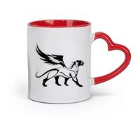 AYUEHBN ceramics Ceramic Cup Panther Leopard Jaguar Wings Animal Wild Cat Griffin （11oz/320ml） for Tea, Coffee & Hot Drinks Red
