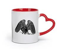 AYUEHBN ceramics Ceramic Cups with Handles Fallen Angel With Sword And Wings Gothic （11oz/320ml） Gift for Men or Women Red
