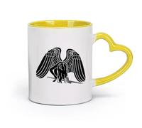 AYUEHBN ceramics Ceramic Cups with Handles Fallen Angel With Sword And Wings Gothic （11oz/320ml） Gift for Men or Women Yellow