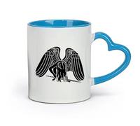 AYUEHBN ceramics Ceramic Cups with Handles Fallen Angel With Sword And Wings Gothic （11oz/320ml） Gift for Men or Women Blue