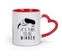 AYUEHBN ceramics Ceramic Cups with Handles Game Phrase Time To Winner VR Gamer Room （11oz/320ml） Great Gift for Lovers Red