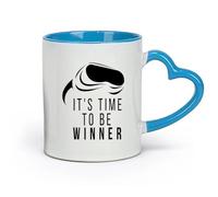 AYUEHBN ceramics Ceramic Cups with Handles Game Phrase Time To Winner VR Gamer Room （11oz/320ml） Great Gift for Lovers Blue
