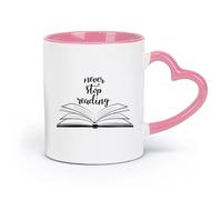 AYUEHBN ceramics Ceramic Cups with Handles Open Book Quote Reading Library （11oz/320ml） Humorous Gift for Coffee Lovers, Work Besties, Coworkers & Friends Pink