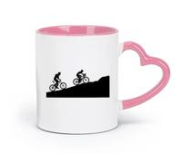 AYUEHBN ceramics Ceramic Mug Cup Healthy Lifestyle Cyclists Bicycle Riders Mountain （11oz/320ml） for Tea Coffee Milk Cappuccino Pink