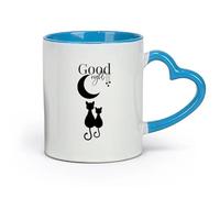 AYUEHBN ceramics Ceramic Mug Gift Box Latte Mug with Handle Good Night Moon Stars Cats （11oz/320ml） for Tea, Coffee & Hot Drinks Blue