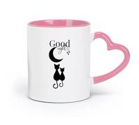 AYUEHBN ceramics Ceramic Mug Gift Box Latte Mug with Handle Good Night Moon Stars Cats （11oz/320ml） for Tea, Coffee & Hot Drinks Pink