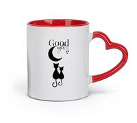 AYUEHBN ceramics Ceramic Mug Gift Box Latte Mug with Handle Good Night Moon Stars Cats （11oz/320ml） for Tea, Coffee & Hot Drinks Red