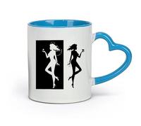 AYUEHBN ceramics Ceramic Tea Cup Angel Demon Evil Good Two Entities Are ative （11oz/320ml） Cappuccino, Latte Macchiato, Tea, Espresso Blue