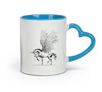AYUEHBN ceramics Ceramic Tea Cup Fantasy Pegasus Unicorn Wings Fairy Tale Children's （11oz/320ml） for Tea, Hot Chocolate Blue