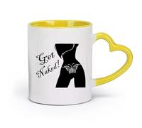 AYUEHBN ceramics Ceramic Tea Cup Hot sex appeal Woman Get Girl Strip Club Butterflies （11oz/320ml） for Tea, Coffee & Hot Drinks Yellow