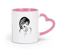 AYUEHBN ceramics Coffee Cup Beauty Hair Manicure Salon Fashion Makeup （11oz/320ml） for Coffee, Soup, Tea, Milk, Latte, hot Cocoa, Ladies, Men Pink