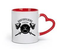 AYUEHBN ceramics Coffee Cup Bodybuilding Center Athletic Fitnesscenter Club Sport （11oz/320ml） Cappuccino, Latte Macchiato, Tea, Espresso Red