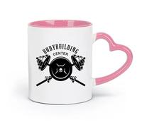 AYUEHBN ceramics Coffee Cup Bodybuilding Center Athletic Fitnesscenter Club Sport （11oz/320ml） Cappuccino, Latte Macchiato, Tea, Espresso Pink