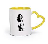 AYUEHBN ceramics Coffee Cup Hot sex appeal Girl Beautiful Woman Beauty Cool （11oz/320ml） Humorous Gift for Coffee Lovers, Work Besties, Coworkers & Friends Yellow