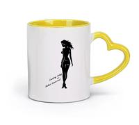 AYUEHBN ceramics Coffee Cup Naked sex appeal Woman Laundry No Clothes Quote Phrase （11oz/320ml） Great Gift for Lovers Yellow
