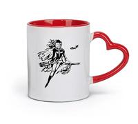 AYUEHBN ceramics Coffee Cup Witch Beautiful Girl sex appeal On A Broomstick （11oz/320ml） Humorous Gift for Coffee Lovers, Work Besties, Coworkers & Friends Red