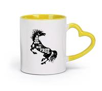 AYUEHBN ceramics Coffee Cups with Handle Animal Horse Mane Words Free Phrase （11oz/320ml） Humorous Gift for Coffee Lovers, Work Besties, Coworkers & Friends Yellow