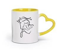 AYUEHBN ceramics Coffee Cups with Handle Cartoon Girl Head Pet Animal Horse （11oz/320ml） Humorous Gift for Coffee Lovers, Work Besties, Coworkers & Friends Yellow