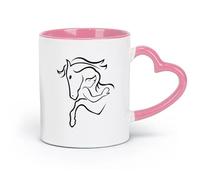 AYUEHBN ceramics Coffee Cups with Handle Cartoon Girl Head Pet Animal Horse （11oz/320ml） Humorous Gift for Coffee Lovers, Work Besties, Coworkers & Friends Pink