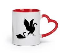 AYUEHBN ceramics Coffee Cups with Handle Couple Swans Romance Flying Birds （11oz/320ml） Humorous Gift for Coffee Lovers, Work Besties, Coworkers & Friends Red