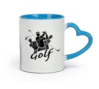 AYUEHBN ceramics Coffee Cups with Handle Golf Game Player Sport Club Hobby Golfer （11oz/320ml） Cappuccino, Latte Macchiato, Tea, Espresso Blue