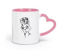 AYUEHBN ceramics Coffee Cups with Handle sex appeal Hot Girl Woman Striptease （11oz/320ml） Ceramic Coffee Mug for Cappuccino Tea, Milk, Pink