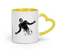 AYUEHBN ceramics Coffee & Hot Drinks Abstract Sport American Football Player Helmet （11oz/320ml） for Milk Tea Cola Water Yellow