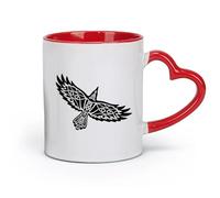 AYUEHBN ceramics Coffee & Hot Drinks Celtic Ornament Raven Ethnic Style Pattern Bird （11oz/320ml） for Tea Coffee Milk Cappuccino Red