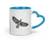 AYUEHBN ceramics Coffee & Hot Drinks Celtic Ornament Raven Ethnic Style Pattern Bird （11oz/320ml） for Tea Coffee Milk Cappuccino Blue