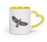 AYUEHBN ceramics Coffee & Hot Drinks Celtic Ornament Raven Ethnic Style Pattern Bird （11oz/320ml） for Tea Coffee Milk Cappuccino Yellow