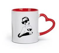 AYUEHBN ceramics Coffee & Hot Drinks Girl Fashion Lady With Glass Of Wine Bar Drink （11oz/320ml） for Tea, Hot Chocolate Red